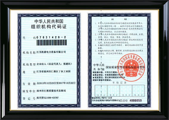 Organization code certificate